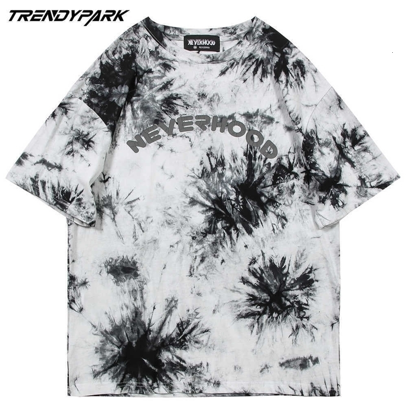 Men's Streetwear Tees Shirts Tie-dye Punk Rock Hip Hop Short Sleeve Tshirts Fashion Casual Cotton Mens Harajuku Oversize Tops 210601