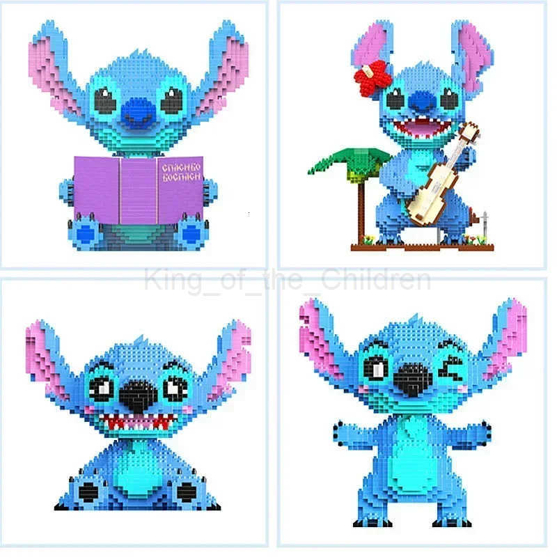 Disney Stitch Series Guitar Reading Posture Assembly of Building Blocks 3D Model of Adult and Childrens Puzzle Toy Gift Collection H250925