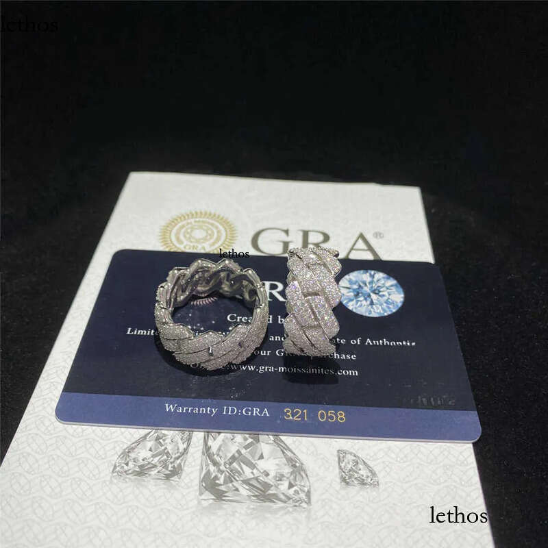 Band Cuban Custom Hip Hop Sterg Vvs Moissanite Dia Rings Men Iced Out Sier Ring Gold Plated For Women Jewelry Gift 03