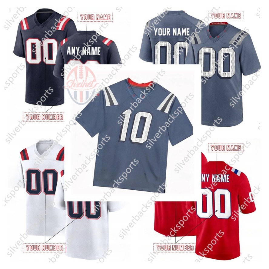 Custom Football Jersey Drake Maye Stefon Diggs Christian Gonzalez 12 Brady Mike Vrabel New Arrivals777