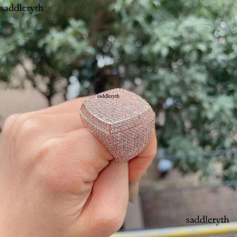 2024 Iced Out Jewelry Vvs Moissanite Men Hip Hop Real Gold Hiphop Gemstone Rings Zf Round m Champion Ring 78