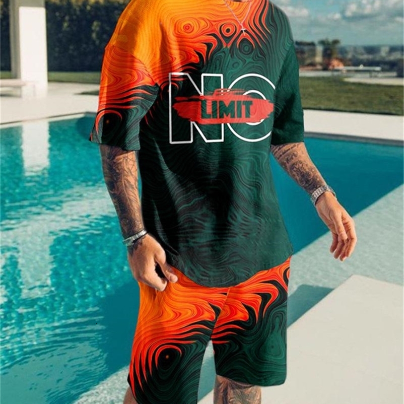 Men's Tracksuits Summer Tracksuit T Shirt Men Causal O-neck Harajuku Suit Male High Quality Creativity Sportswear Men Sets Short Outfits Tops 230