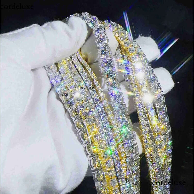 Fashion Jewelry Necklace Pass Dia Tester 5mm VS Moissanite Iced Tennis Mens and Womens Chain Free Shipping 65