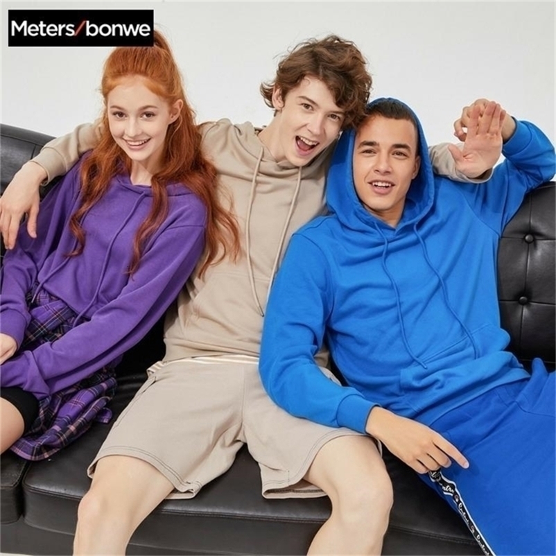 Metersbonwe Basic Hoodies Male Female Hooded Sweatshirts High Quality Solid Colour Fashion Unisex Hoodies Skateboard Streetwear 201127
