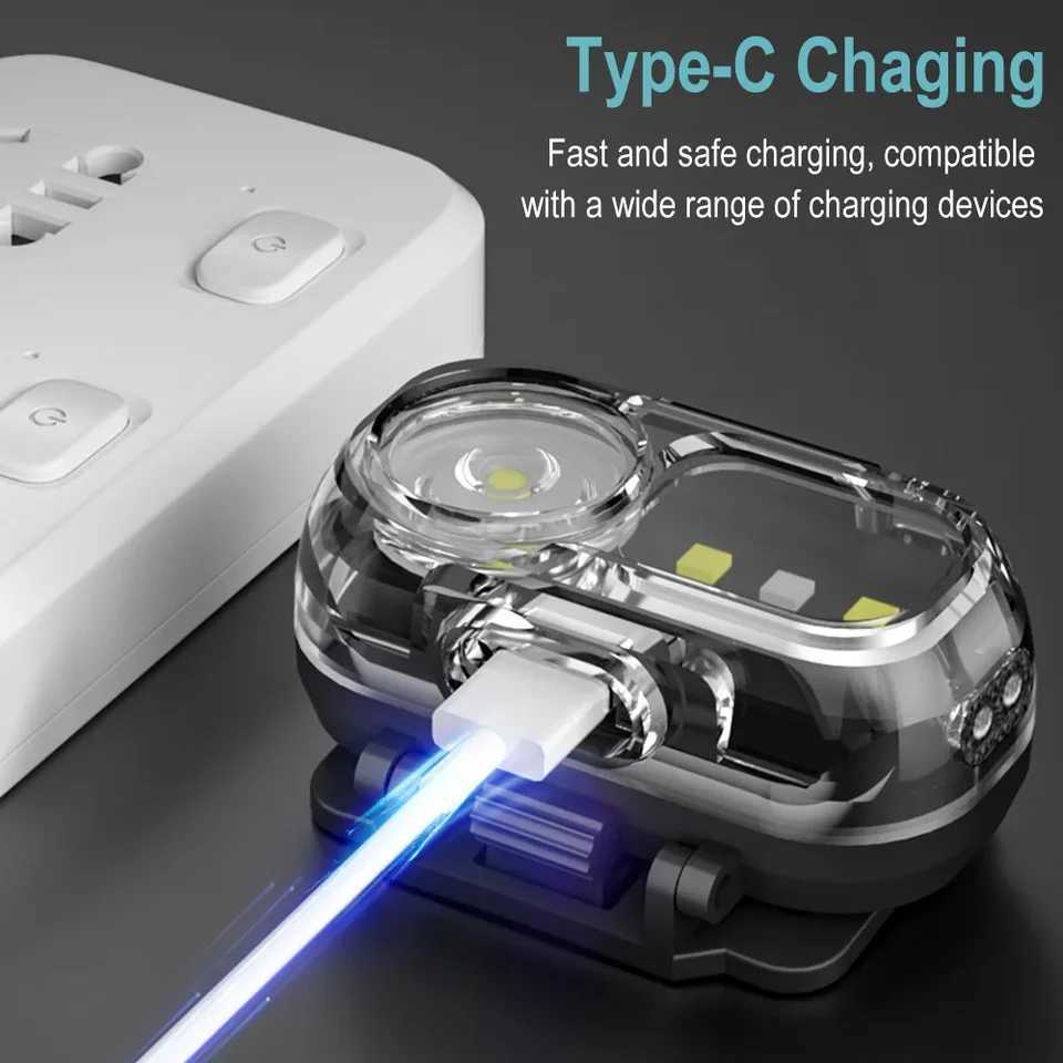 BORUiT 300LM Red White Motion Sensor LED Mini Headlamp Typec Rechargeable Headlight Waterproof Camping Fishing Head Torch J250925