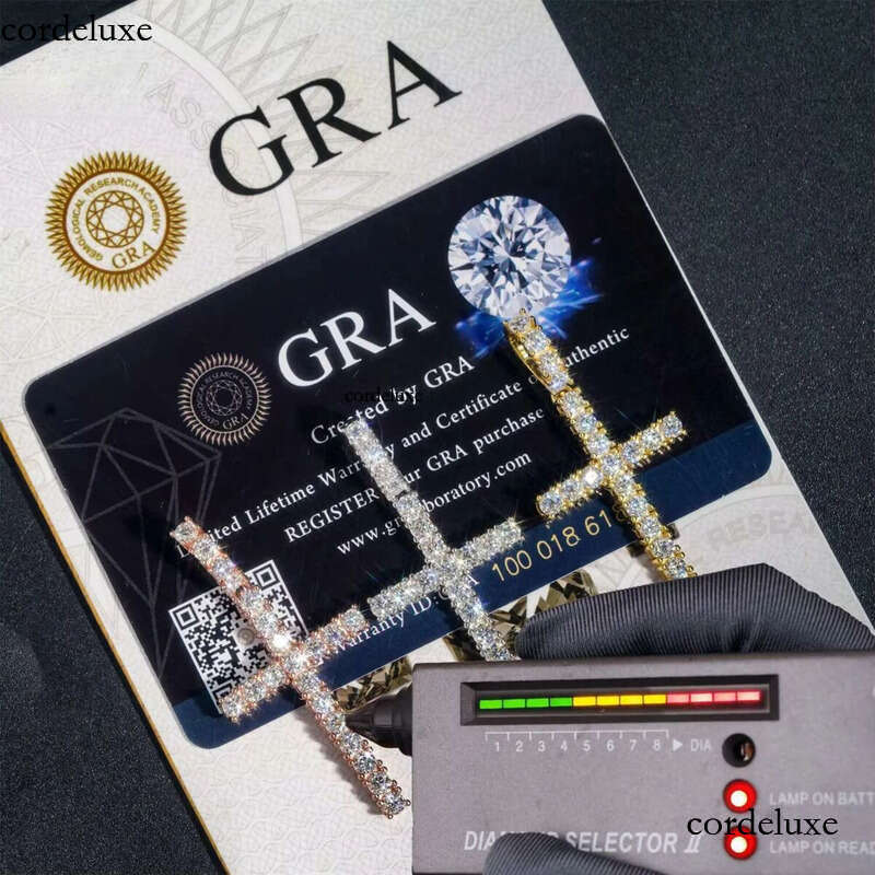 Read Shipping Hip Hop Jewelry Vvs Sier Moissanite Iced Out Cross Pendant With Chain 0f