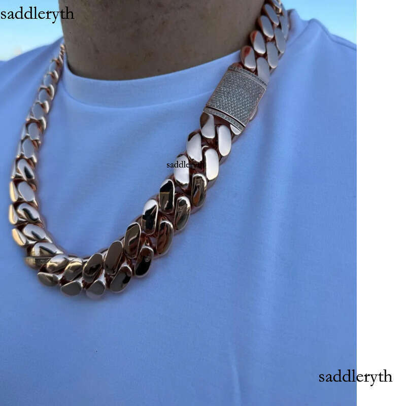 20mm Heavy sier Miami cuban link chains and bracelets with VVS1 Moissanite box clasp, gold plated iced out chain, Boyfriend gift ideas fa