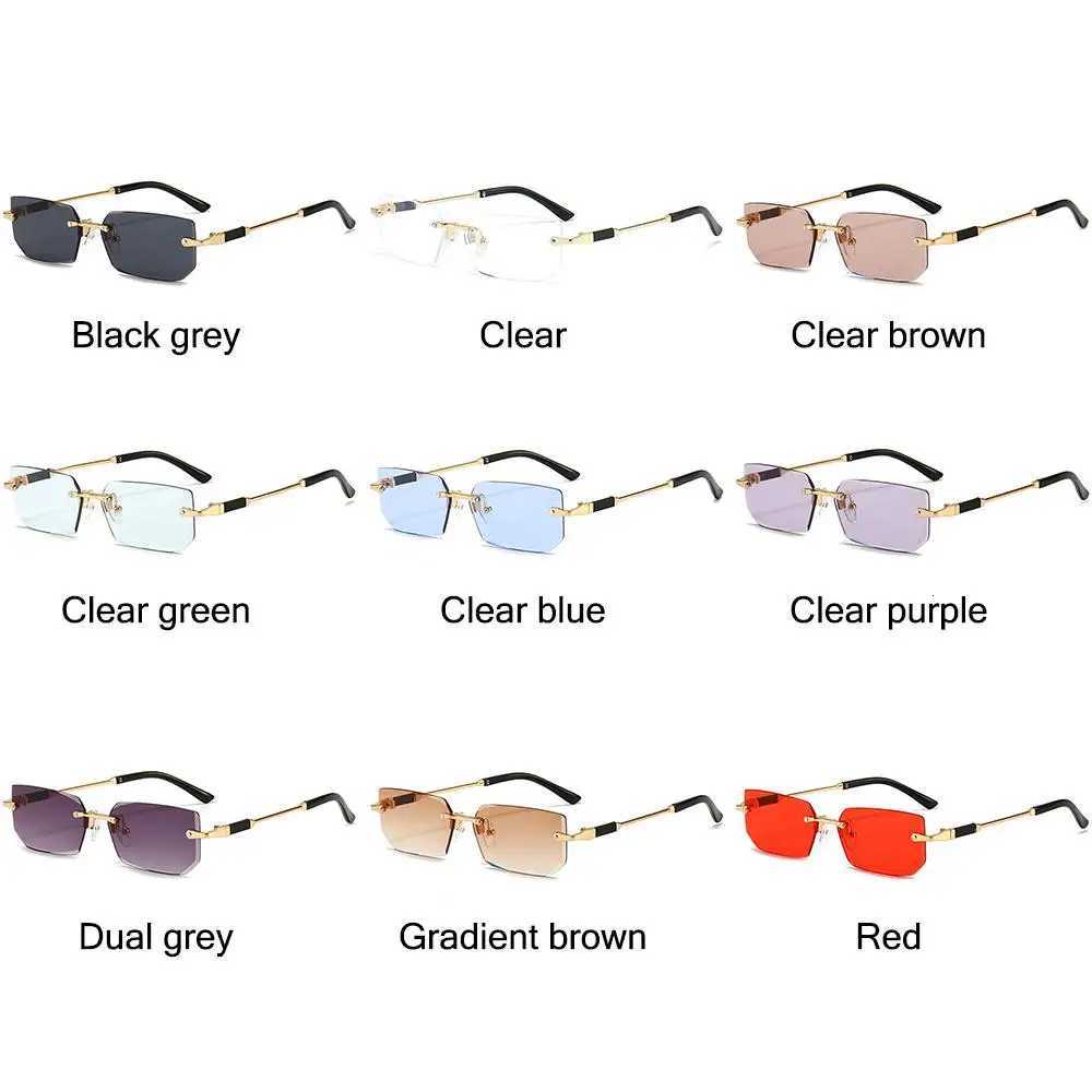 Retro Rimless glasses for Women Men Trendy Frameless Rectangle Glasses Retro Shades Fashion Summer Travel UV400 EyewearW250925