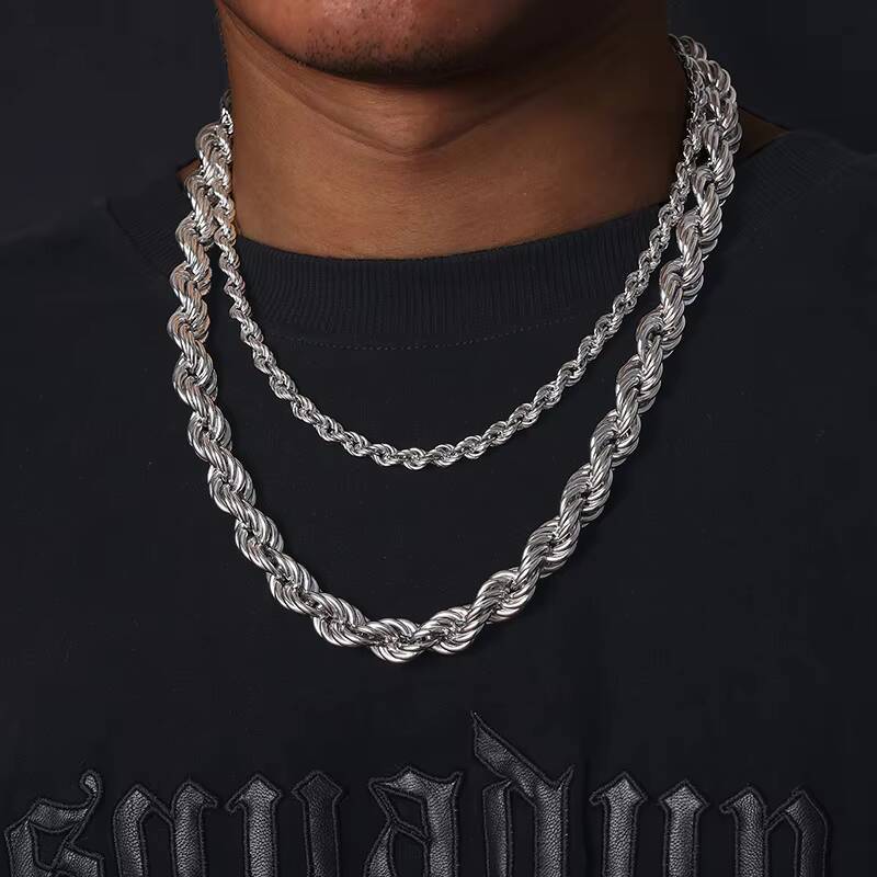 6mm Luxury 14K 18K Gold Plated Solid 925 Sterling Silver VVS Moissanite Diamond Iced Out Lock Rope Chain Necklace for Men