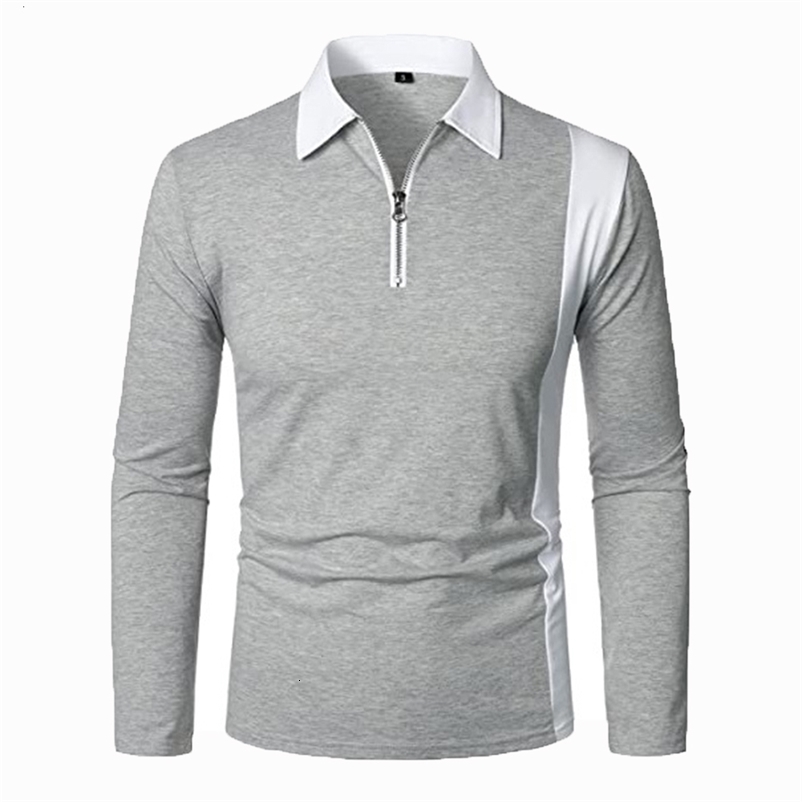 Men's Polos Spring Autumn Men's Shirt Long Sleeve Patchwork Fashion Zipper Lapel PoloShirt Top 2-color Splicing Striped Male MTP218 230421