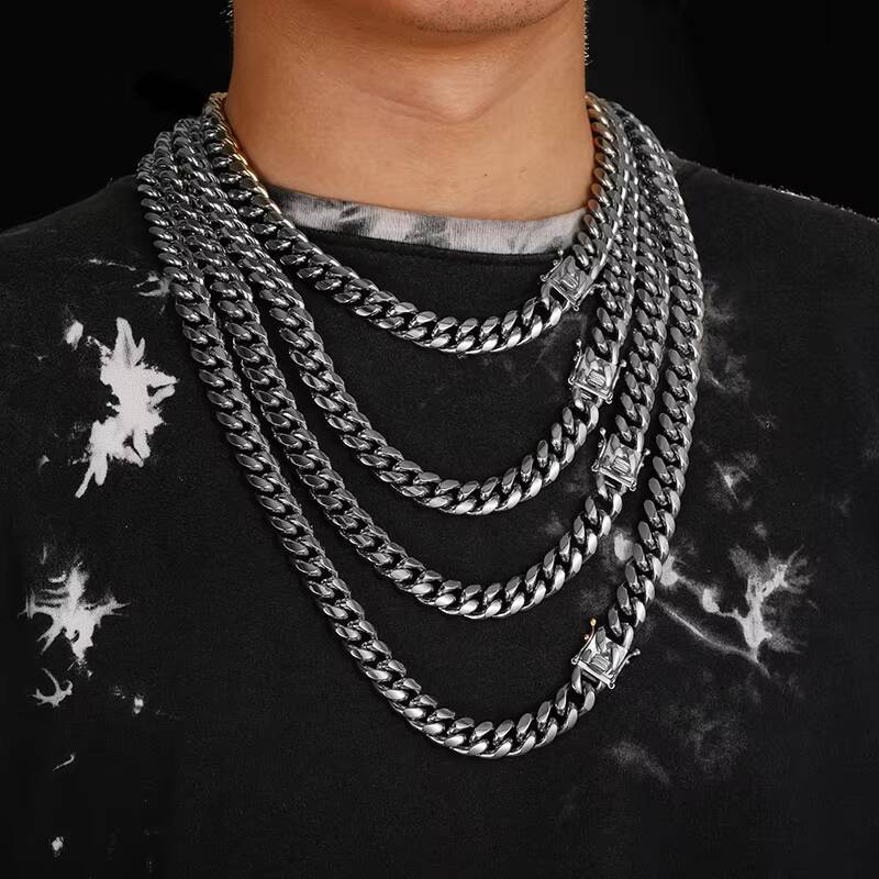 Fashion Jewelry Hip Hop Men 14K 18K Gold Filled Plated Sterling SilverMiami Cuban Link Chain Necklace