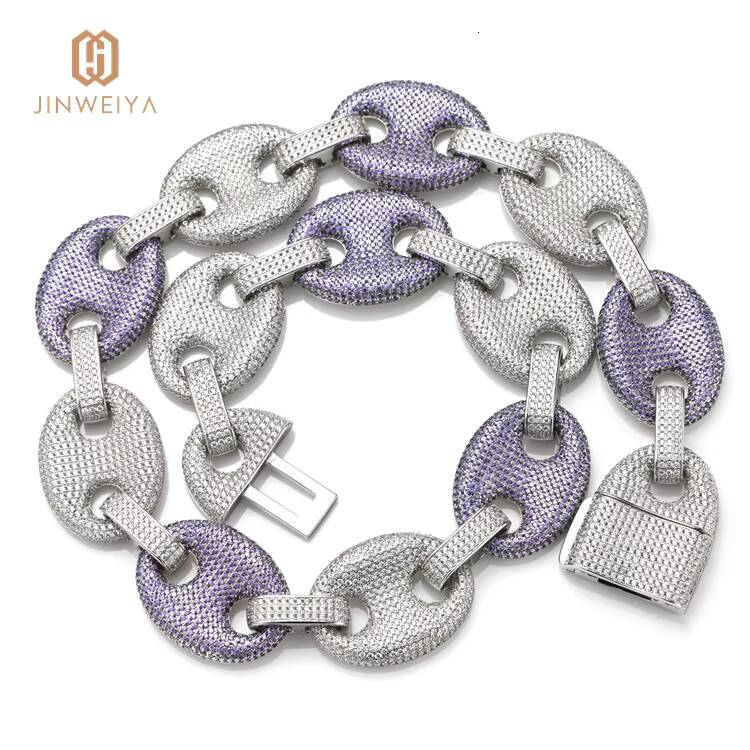 JWY 25mm Chunky Gold Plated Diamond Cuban Link Necklace Brass Jewelry with Moissanite for WomenMen for Parties and Gifts