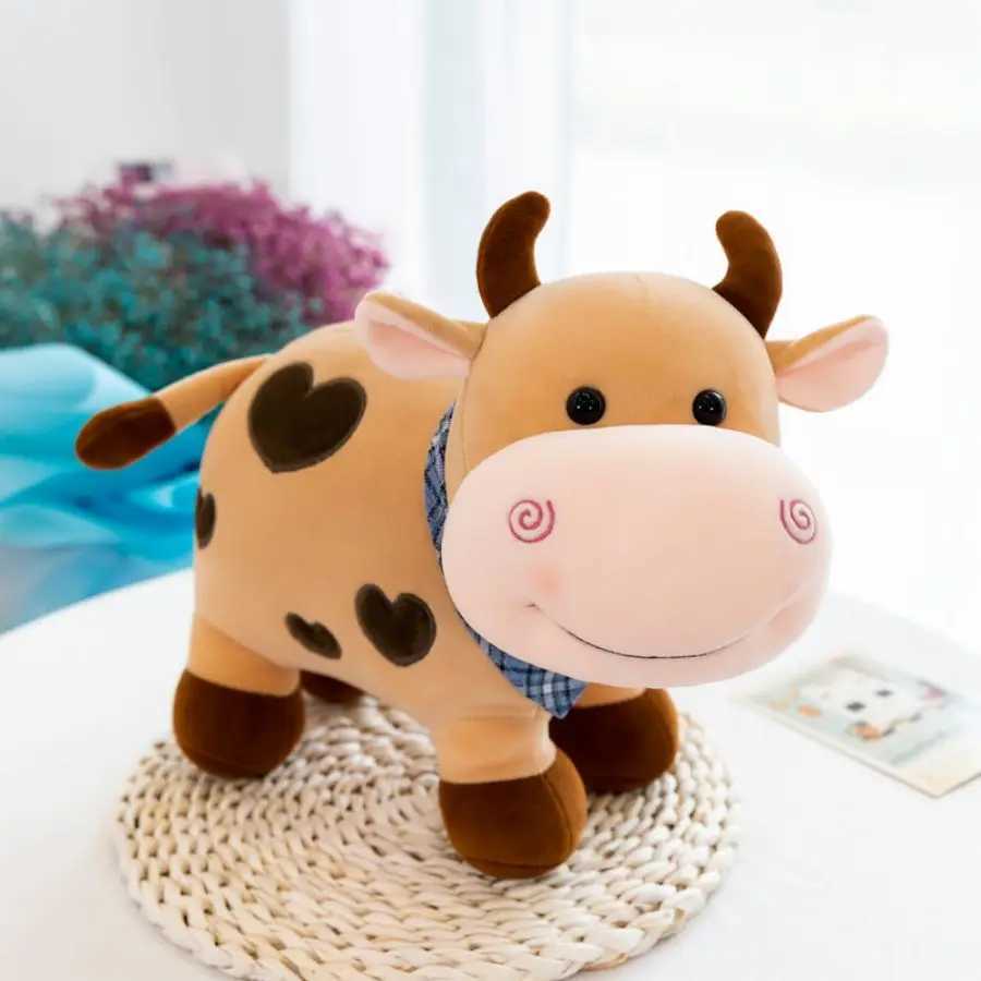 Cartoon Cute Cow Plush Toy Soft Animal Cow Plush Toy Kawaii Girls Cotton Animal Plush Doll Home Decoration Gift C250925