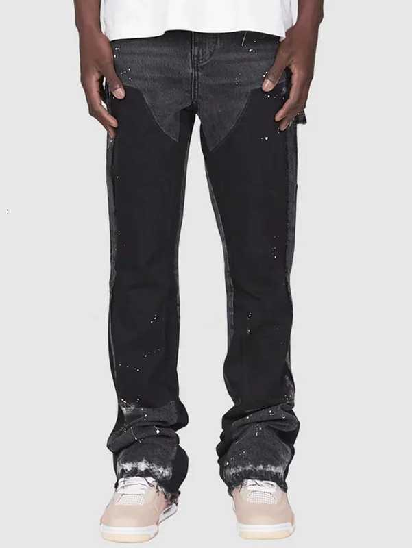 2025 GD Style Splashink La Flare Jeans Pants Hiphop Streetwear Men Vintage Y2K Denim Jeans Graffiti Trousers Denim Pants6 D250925