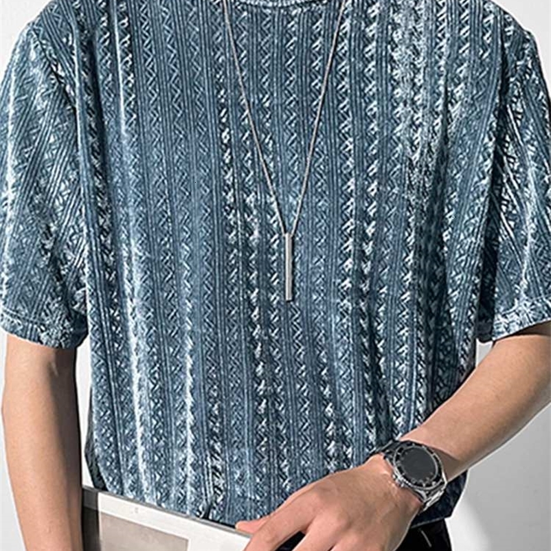 Men's T-Shirts INCERUN Men T Shirt Solid Color Round Neck Velour Folds Streetwear Short Sleeve Camisetas Fashion Casual Men Clothing 5XL 7 230327