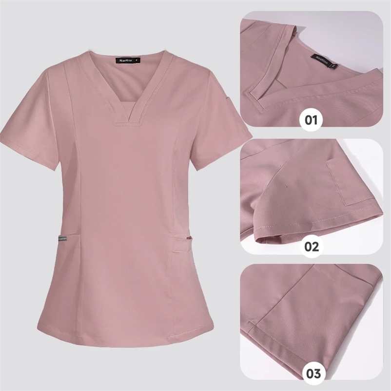 Slim Fit Women Scrubs Sets Uniforms Hospital Doctors Clothes Nurses Accessories Dental Clinic Lab Pet Shop Spa Work Wear 240716