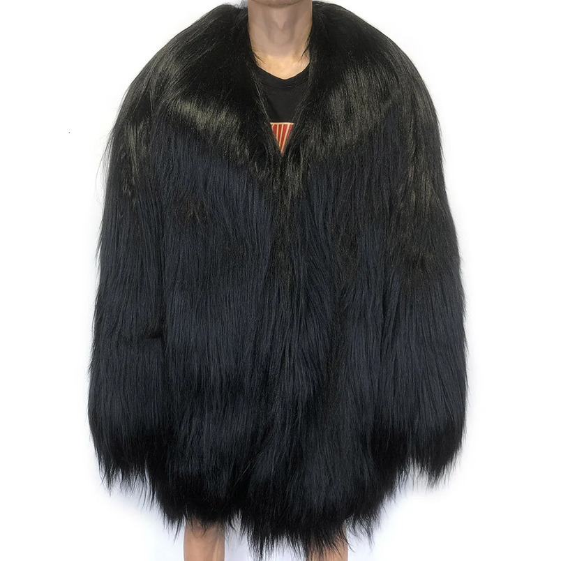 YOLOAgain Mens Black Mountain Wool Leather Jacket Wool Leather Coat Winter Warm Coat 241113