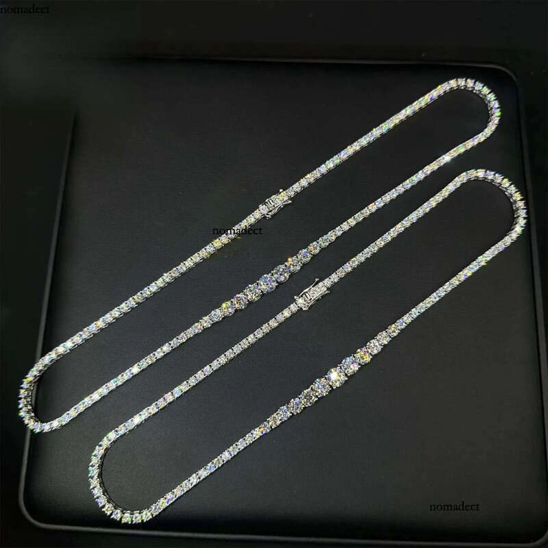 Fashion Women Female Gift Jewelry VVS Moissanite Sterling Sier Hip Hop Cluster Tennis Chain Necklace 74