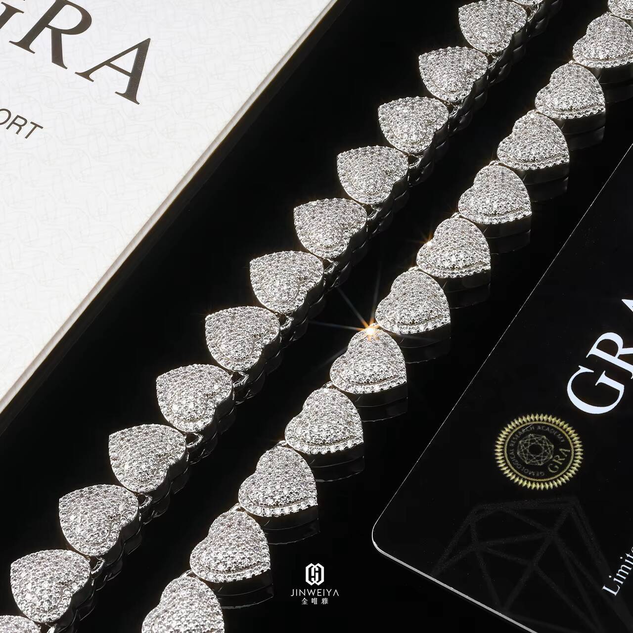 Hip Hop Rapper Jewelry Heart Shape VVS Moissanite Diamond 10mm 925 Silver Necklace Cuban Link Chain for Men Women