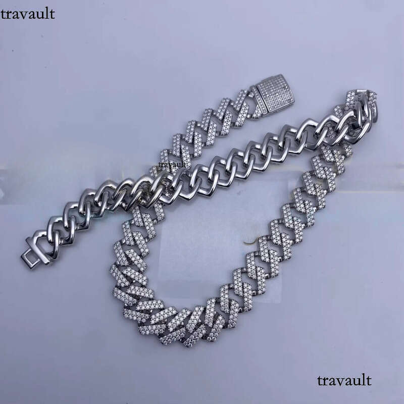 Fine Jewelry Moissanite Vvs1 d Color Cuban Link Chain Real Necklace Hip Hop Pass Dia Test Iced Out