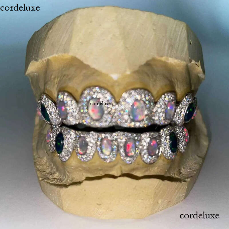 Sparkle Custom Made Hip Hop Iced Out Sterg Sier grills gold Jewelry zigzag setting VVS Moissanite Teeth Mouth Grillz eb