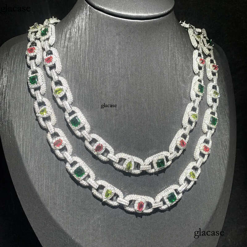 High Quality Colorful Zircon Pig Nose Cuban Necklace Bracelet Coffee Bean Chain Jewelry