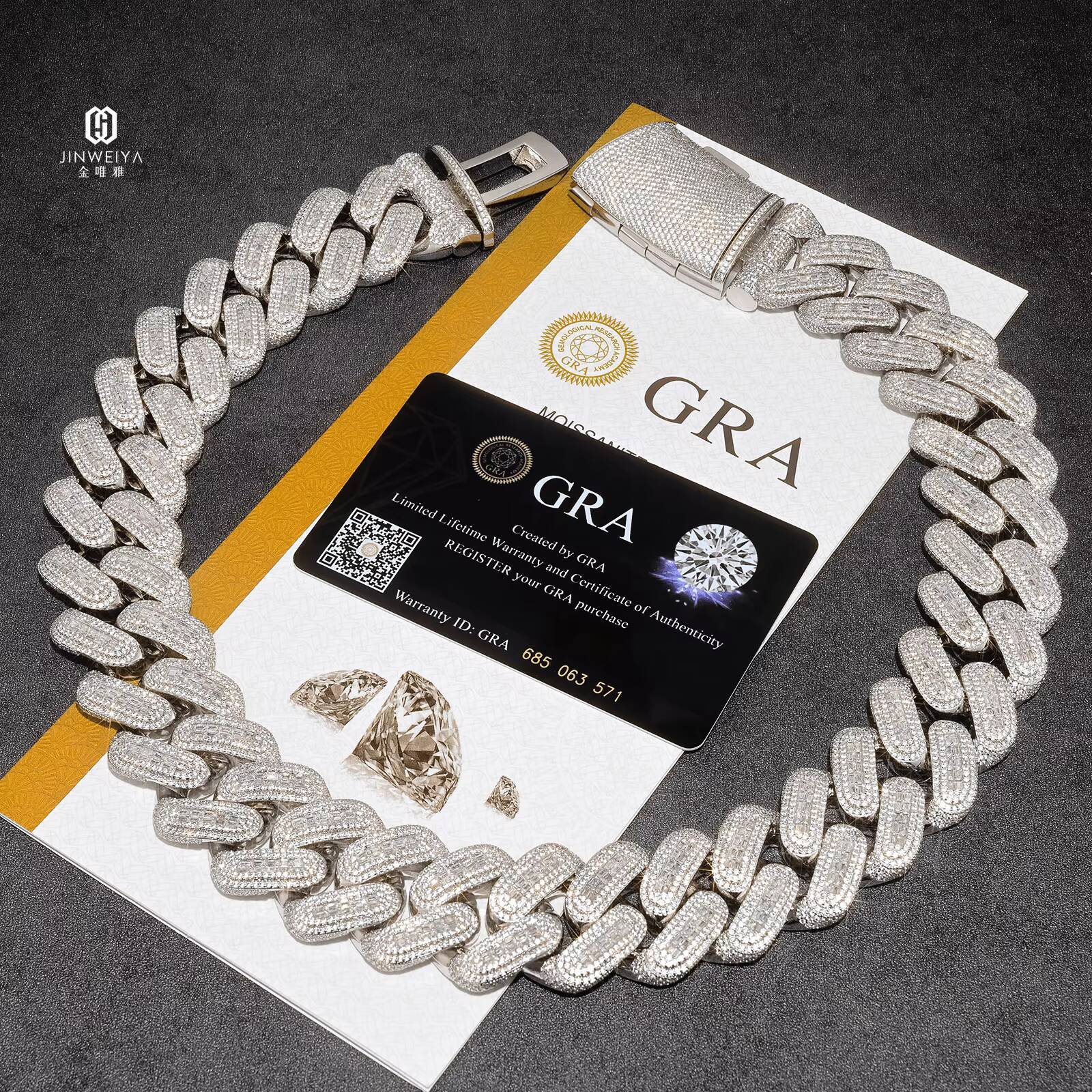 FaMoissaniteory DireMoissanite 26mm Cuban Chain Necklace Bracelet Set Gold Plated Hiphop Accessory with VVs Moissanite Main Material 925 Silver