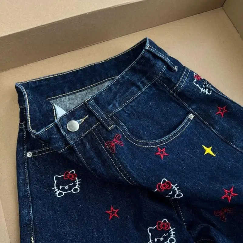 Sanrio Hello Kitty Girl Jeans Loose WideLeg Pants Spring and Autumn New Style Fashion Hot Student MidHigh Waist Casual Pants L250925