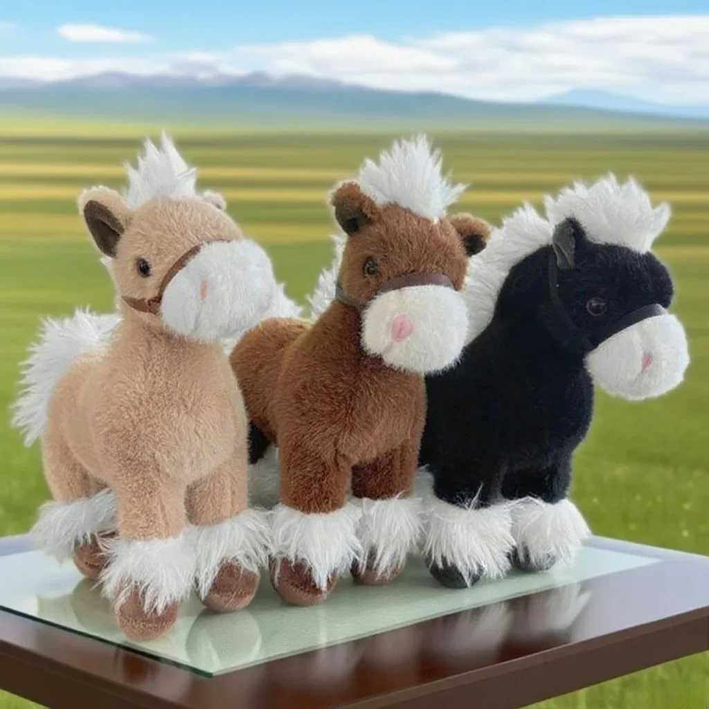 Hot Sale Realistic Horse Plush Toys Soft Stuffed Standing Warhorse Doll Cozy Huggable Animal Doll Cool Desktop Decor Kids Gift C250925
