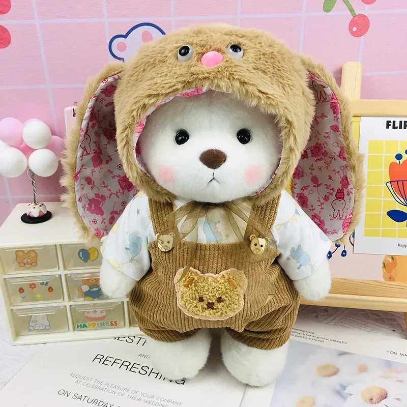 2025 New Model Kawaii 30cm Lena Joint Bear Plush Doll in Teddy Bear Onepiece Suit Girl Birthday Gift Christmas Gift C250925