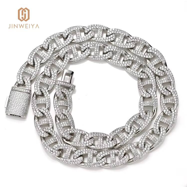 Popular Customized Trend Mens Hip Hop 18K Gold Plated Brass Cuban Link Chain Necklace with CZ Moissanite Party Gift