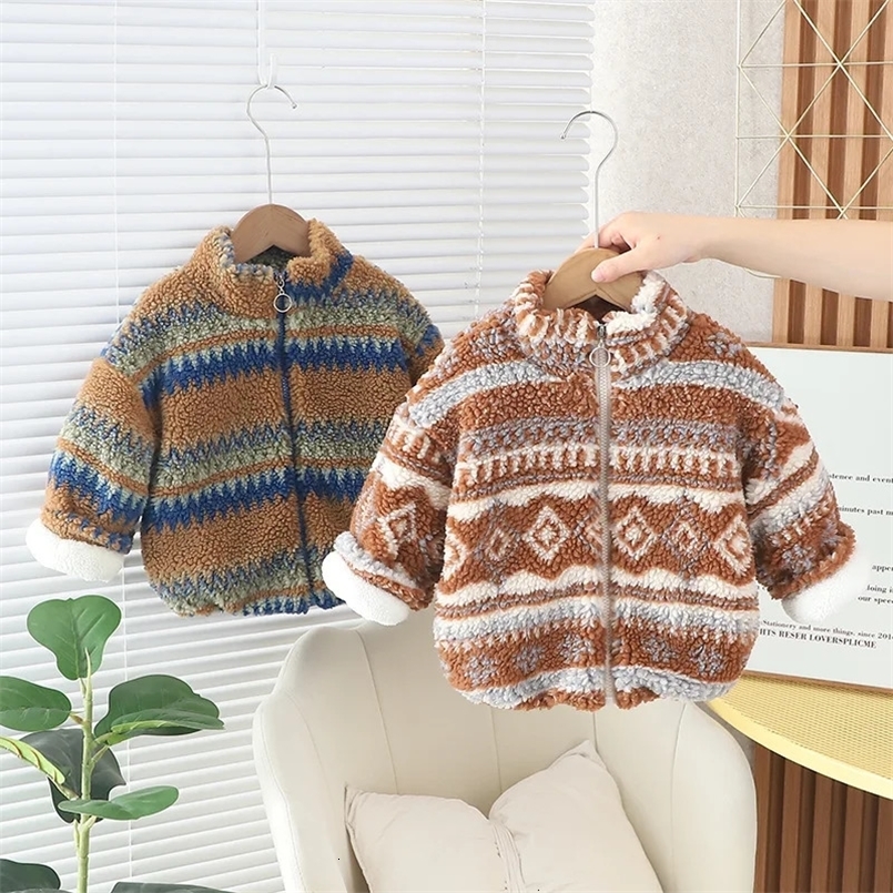 Boys Warm Coats Winter Children Thick Velvet Jackets For Baby Girls Cotton Outerwear Kids Outdoors Clothes Tops Toddler 5 Years 231220