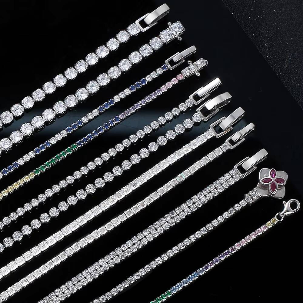 RINNTIN SB Customized Trendizable Tennis Chains Jewelry 925 Sterling Silver 2mm 3mm 4mm CZ Moissanite Tennis Bracelet