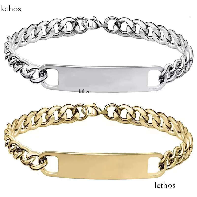 DHCollections Factory Supplier Stainless Steel Adjustable Engraved Custom Cuban Chain Metal Bracelet 4f