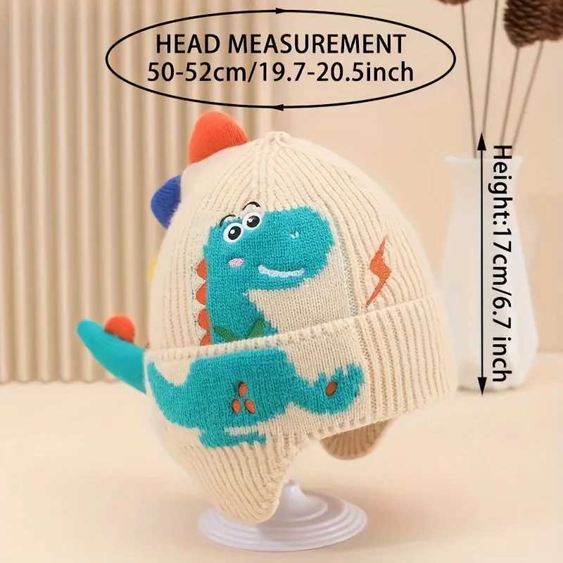Winter Warm Baby Ear Protection Hat 3D Dinosaur Kids Earmuffs Cap Cartoon Toddler Woolen Knitted Hats 26 Years Children Beanies L250925Y3NJ