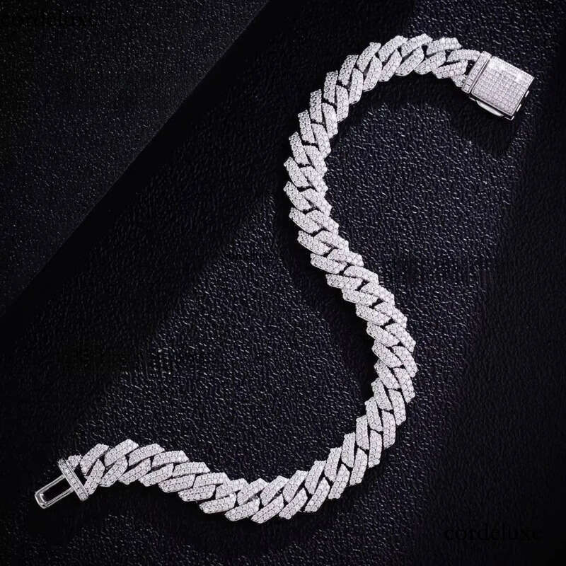 8MM Full Moissanite Chain Bracelet for Men Women Certified 100% Sterling Sier Hip Hop Cuban Link Male Jewelry Gift 5b