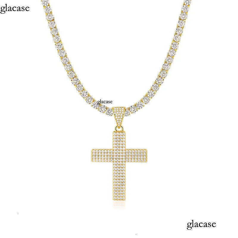 Hip Hop Full 5A Zircon Cross Pendant with TopBling Tennis Chain Men Jewelry Gift