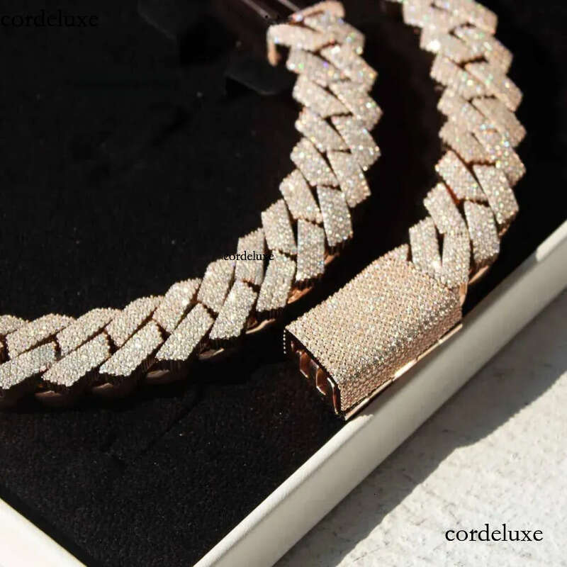 Necklaces Men Pendant Kibo Custom Hip Hop Necklace Jewelry Vvs Sterg Sier Def 20mm Dia Moissanite 14k Rose Plated Cuban k Chain 6f
