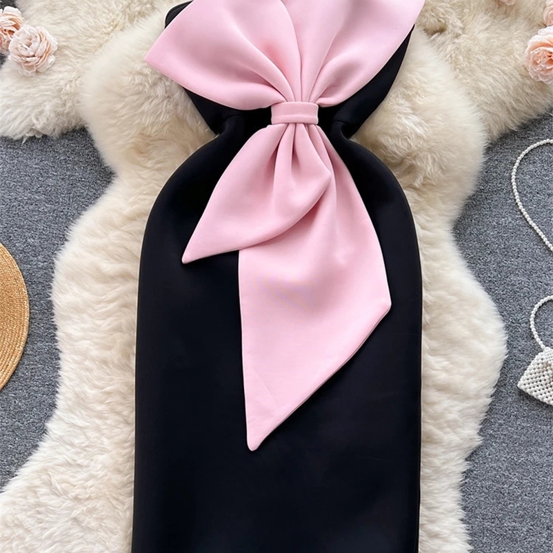 XFPV Womens Sleeveless Three way Bow A-line Ultra Thin Dress Vestidos Y2k Sweet Korean Fashion Trend Spring and Autumn 2025 SM8116 241231