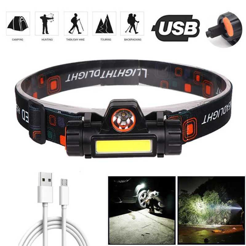 LEd Mini HEADlamp Strong Light Multifunctional Dual Light Source Attraction Outdoor Usb Charging Fishing J250925