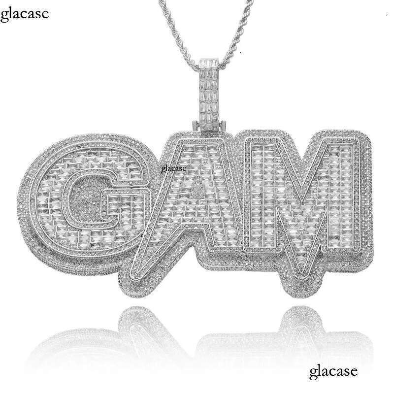 Solid Back Sier Rose Gold Moissanite Name Custom Hip Hop Letter Pendant for Cuban Link Chain