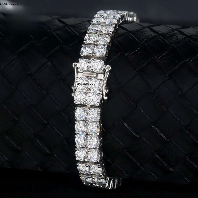 GRA Certificated Sier Double Rows Tennis Chain Gold Plated 5mm+5mm Moissanite S Jewelry Bracelet for Men Women