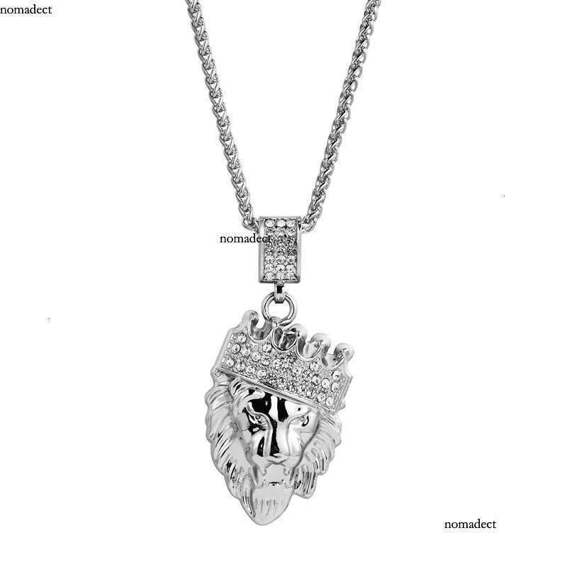 Mens Hip Hop Gold Cuban Link Chain Lion Head King Crown Pendant Necklace Fashion Jewelry 4a