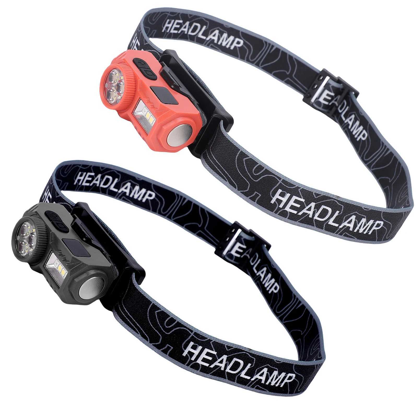 Headlamp Rechargeable LED Motion Sensor Running Digital Display Screen Rainproof for Outdoor Camping Fishing Headband Light J250925