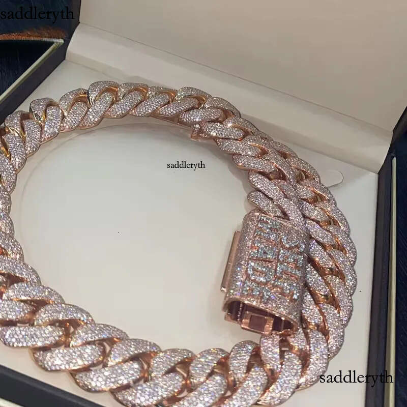 Custom VVS Moissanite Iced Out for Men Heavy Solid Sier Gold Plated Dia Rapper Necklace Cuban Link Chain 41 72