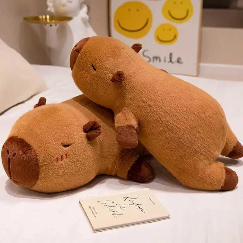 40CM60CM Kawaii Cartoon Giant Strip Capybara Plush Doll Pillow Lying Brown Creative Capybara Plush Toy Home Decor Sleeping Toy C250925