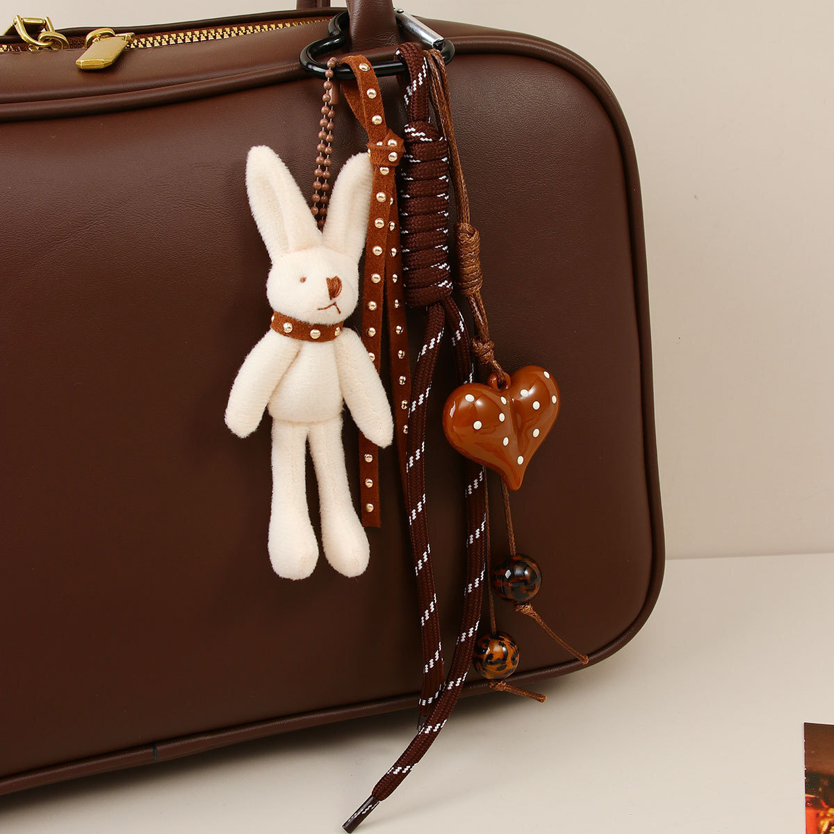 Keychain Series 3D Cartoon Bunny Heart Pendant Versatile Cute Bag Charm Keychains - Exquisite High-Value Accessories Z260130
