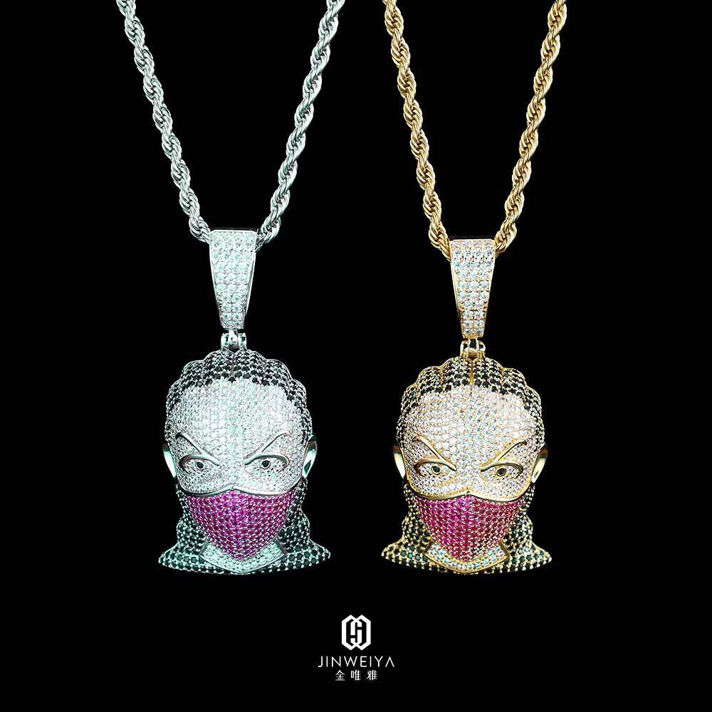 New Arrival 18K Gold Plated Link Chain Hip Hop Style Diamond Moissanite Iced out Pendant Necklace for Anniversary Occasions