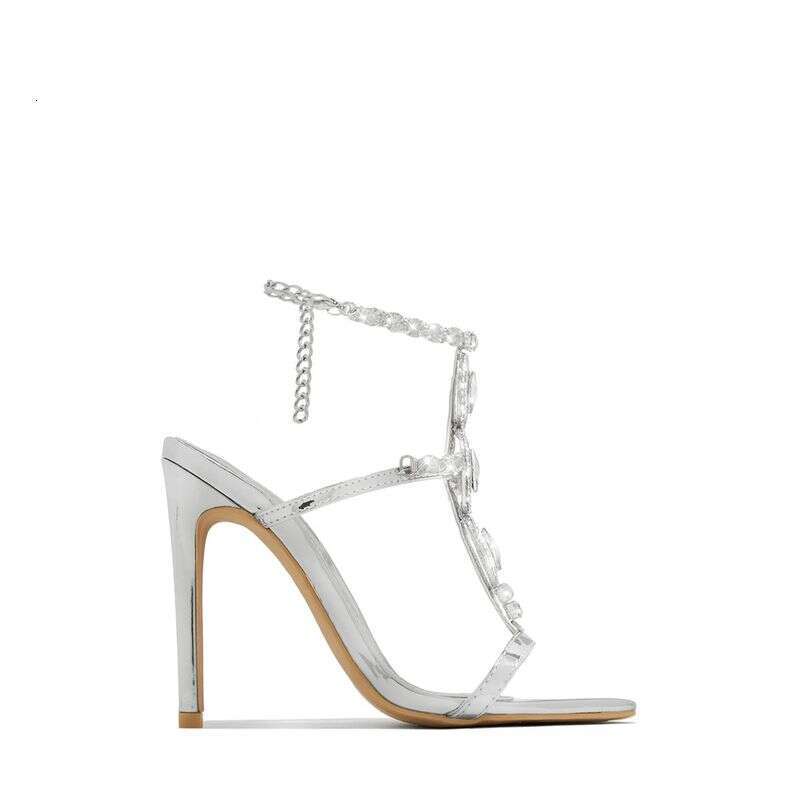 Shoes New Heavy Duty Gold Gem Rhinestone Stiletto Open Toe Sandals Women's Summer High Heels