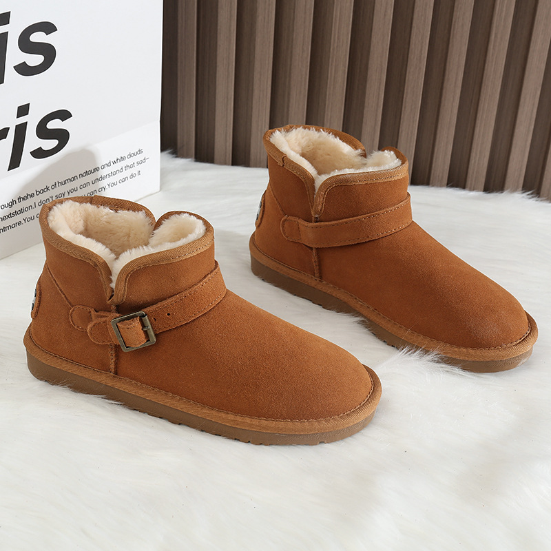 CE designer shoes Free shipping oxhide affordable luxury Winter anti slip snow boots with thick plush cotton shoes Premium